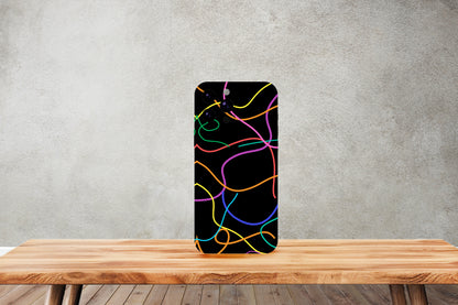 Neon multicolor curvy lines pattern - Laptop and Mobile Combo