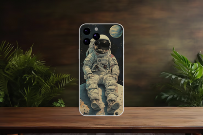 astronaut sitting in moon  - Mobile Skin (3D Textured) FC1027