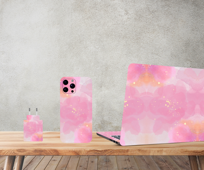 Pink liquid art - Laptop and Mobile Combo