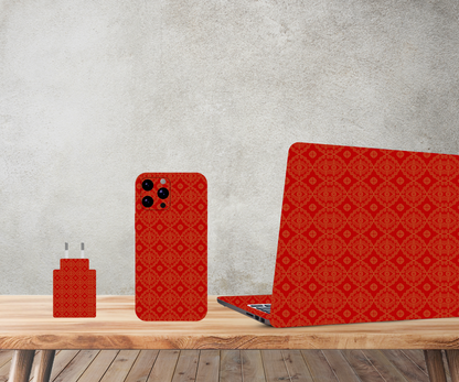 Red texture pattern - Laptop and Mobile Combo