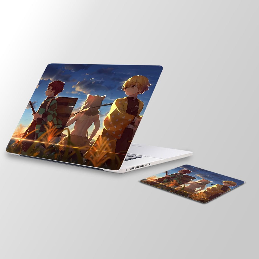 Demon slayer trio-  Laptop Skin and Mouse Pad Combo