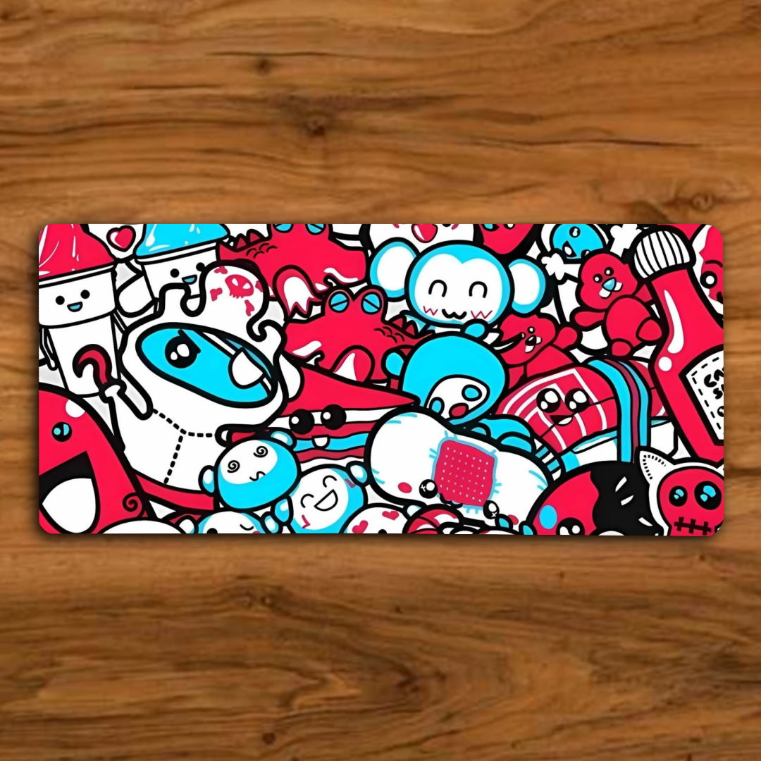 Blue pink doodle - Gaming Pad