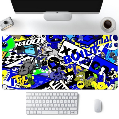 Blue White Doodle - Gaming Pad