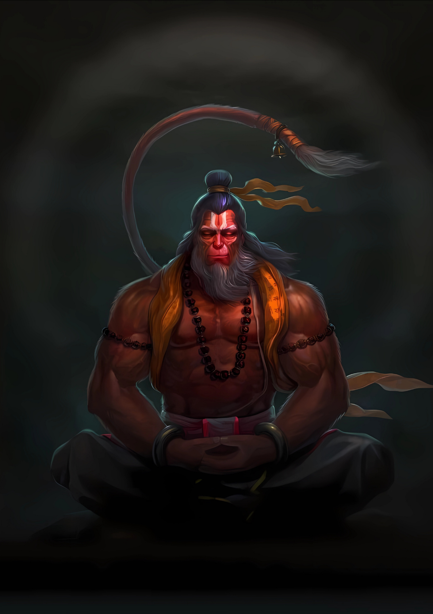 Hanuman ji meditation black   - poster