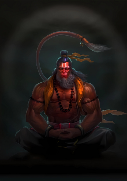 Hanuman ji meditation black   - poster