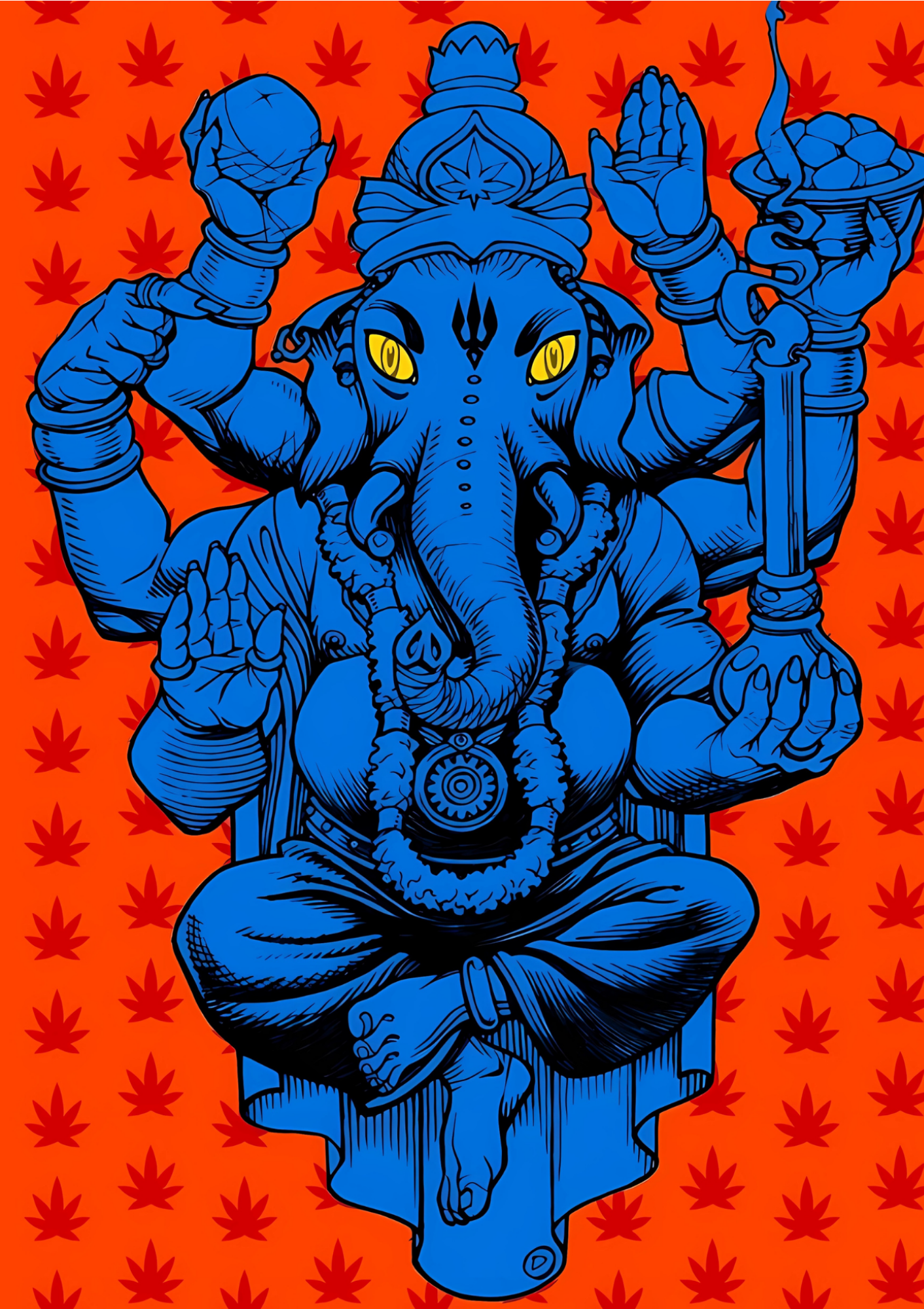 Ganesha blue and orange      - poster