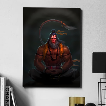 Hanuman ji meditation black   - poster