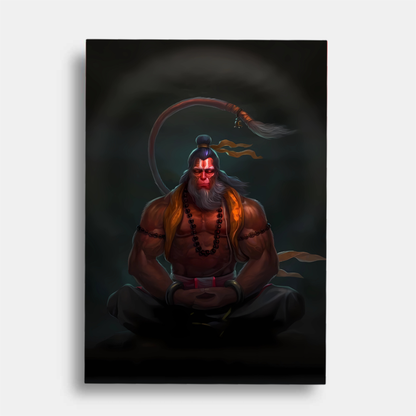 Hanuman ji meditation black   - poster