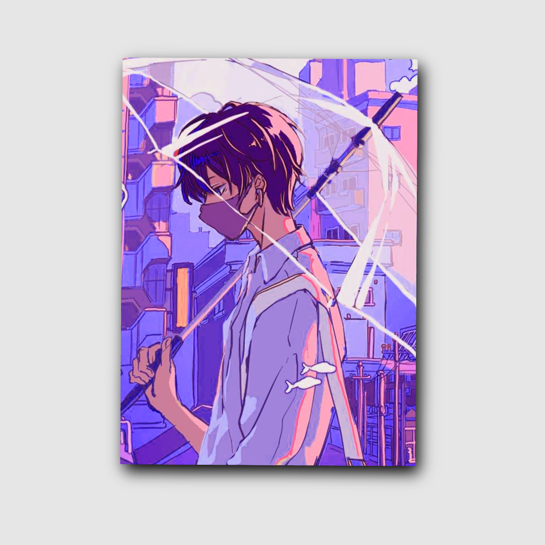 Boy with umbrella  - poster