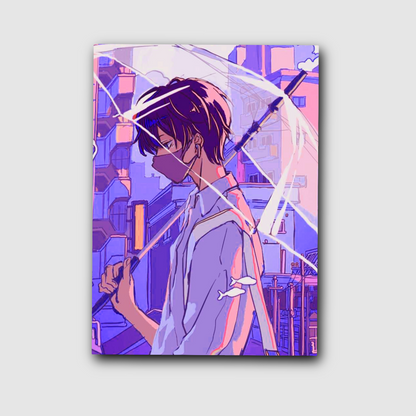 Boy with umbrella  - poster