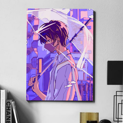 Boy with umbrella  - poster