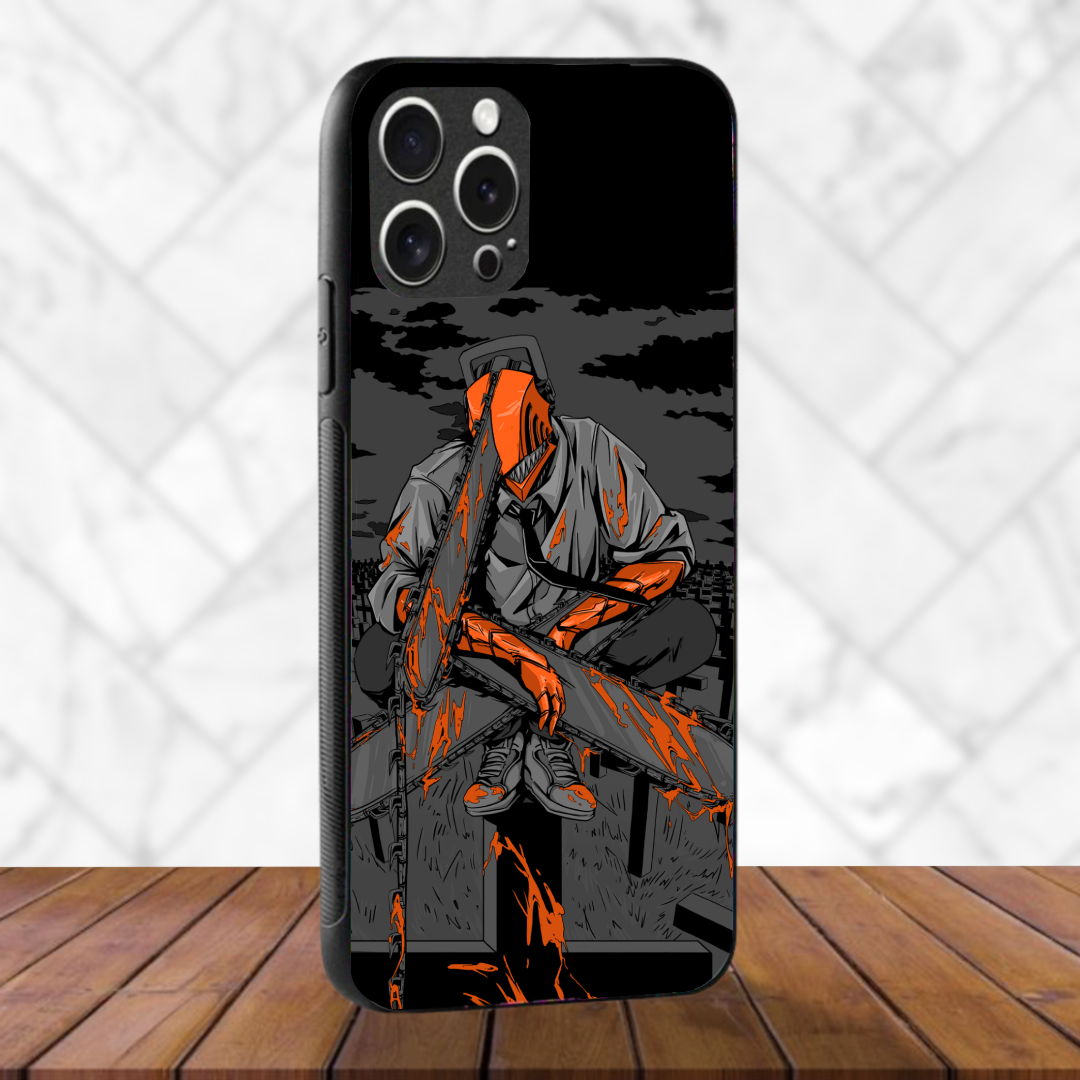 Chainsawman cross  - Glass Case Phone Cover