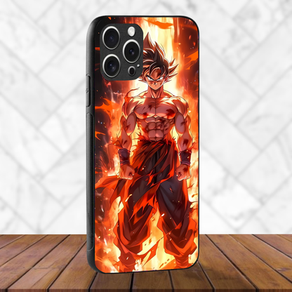 Goku flame  - Glass Case Phone Cover