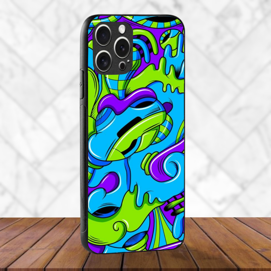 Blue green patterns  - Glass Case Phone Cover