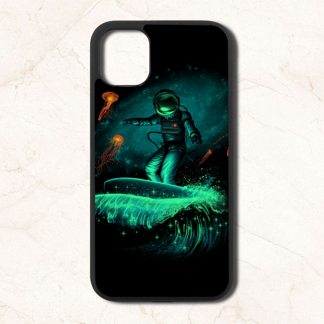 Astronaut surfing - Glass Case Phone Cover