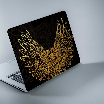 Golden owl laptop skin