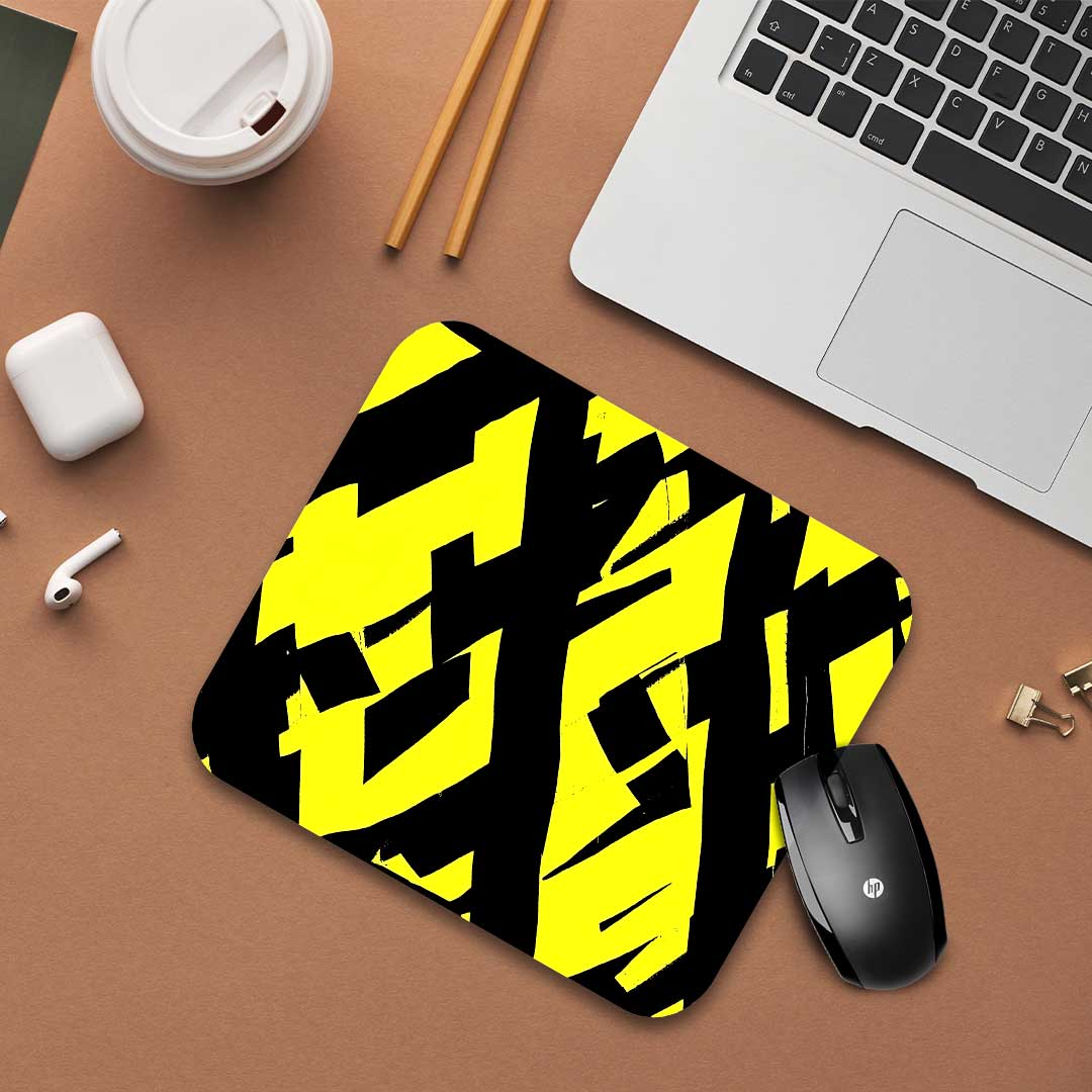 Yellow line graffiti - Mouse Pad