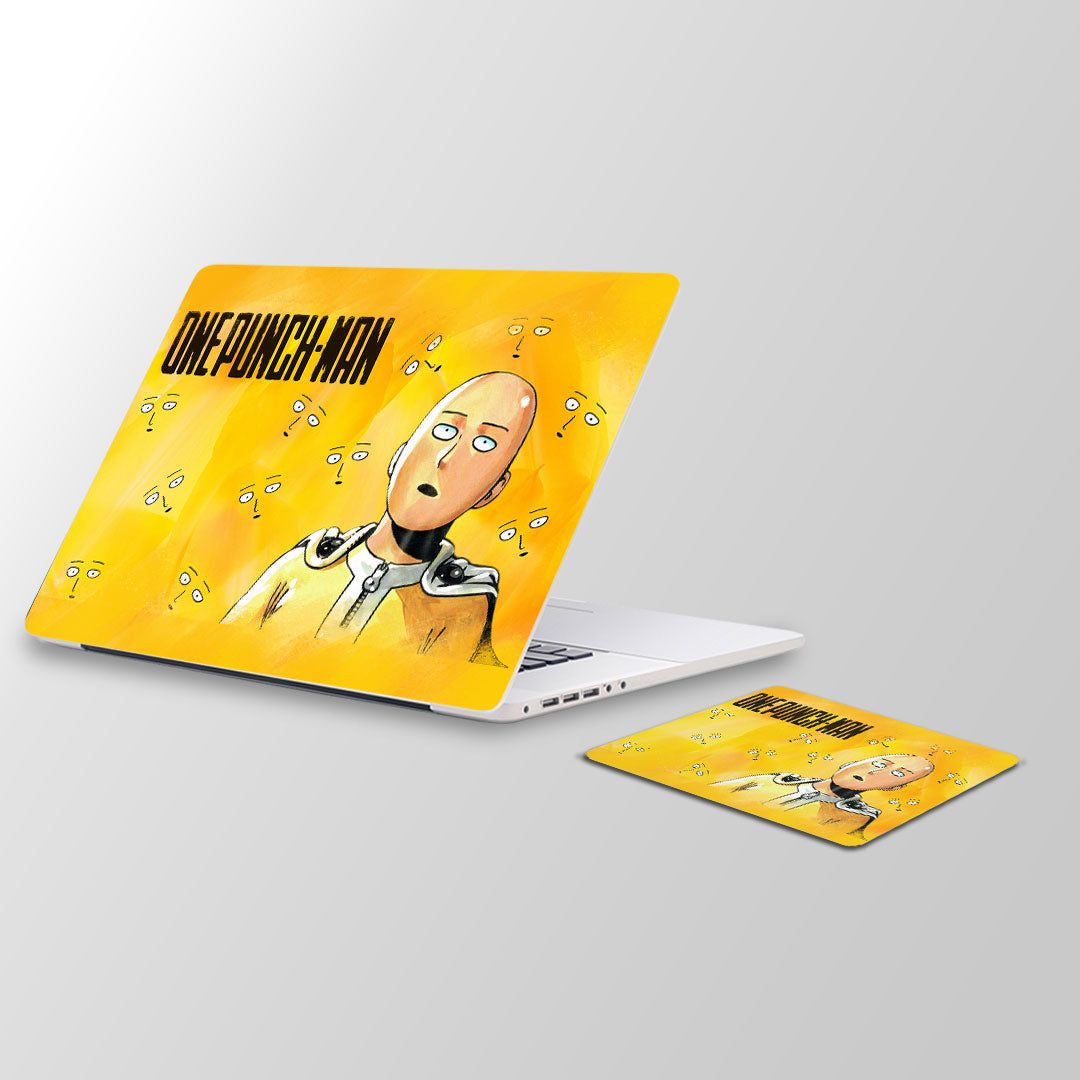 One punch man yellow Laptop Skin and Mouse Pad Combo