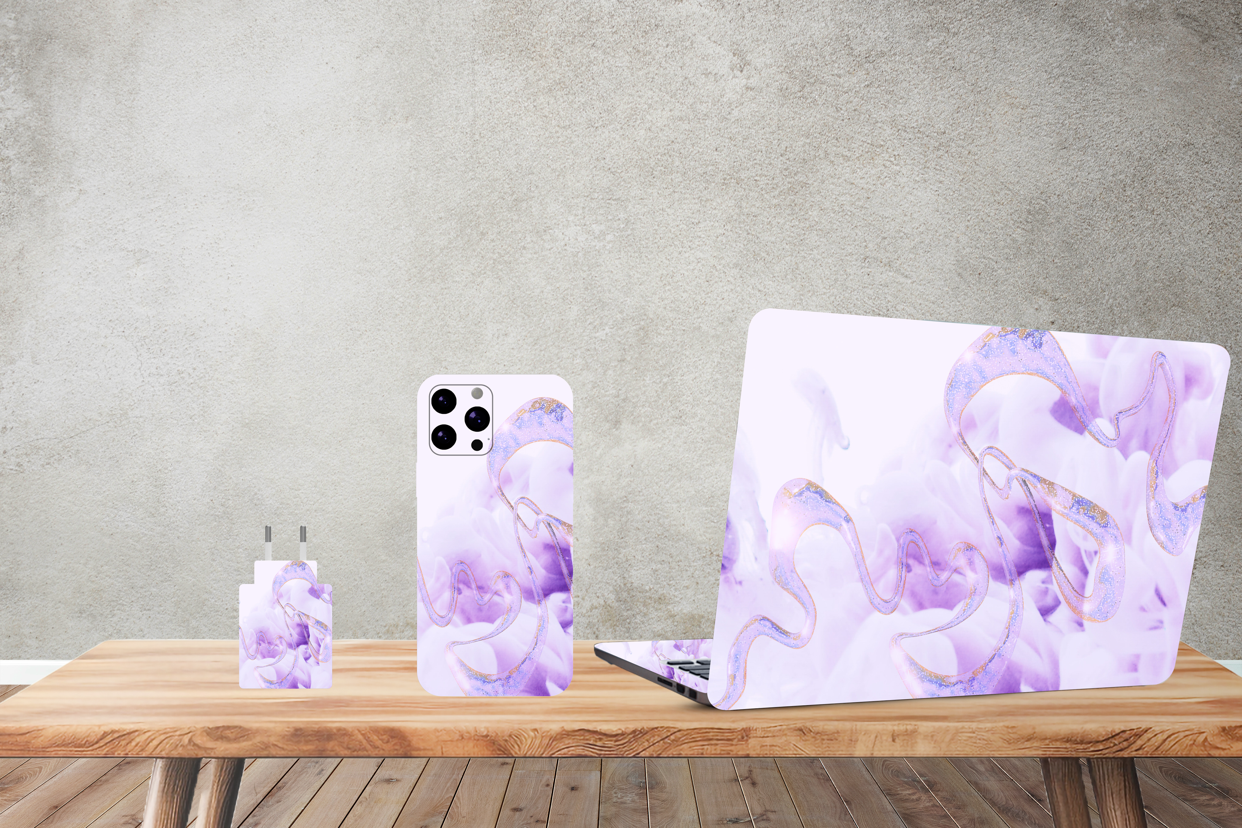 Liquid marble watercolor - Laptop and Mobile Combo