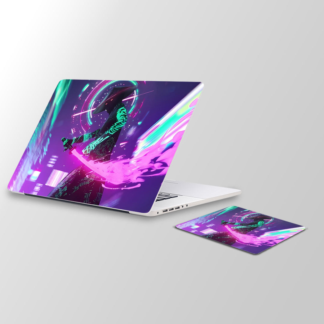 cyber samurai - Laptop Skin and Mouse Pad Combo