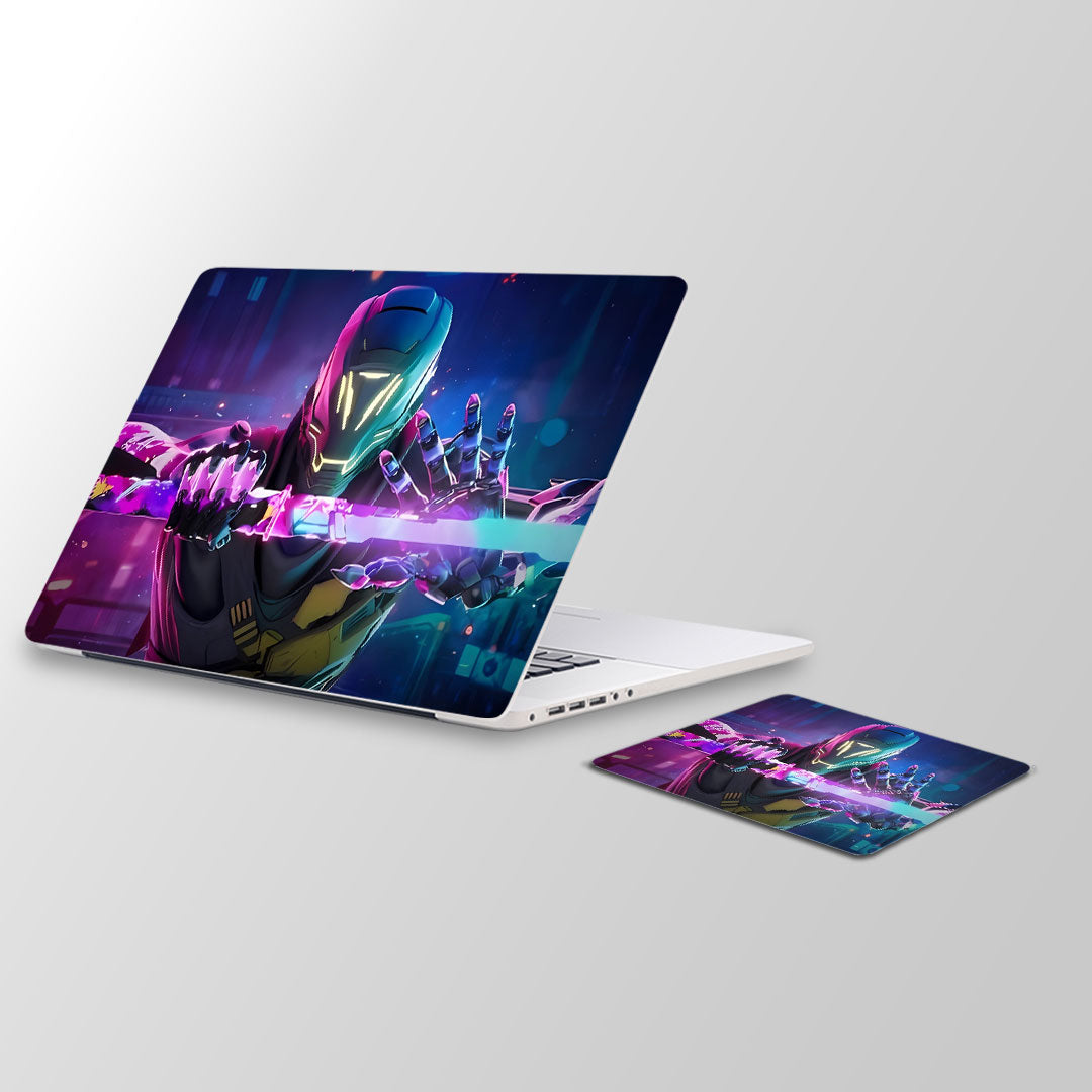 cyber swordsman - Laptop Skin and Mouse Pad Combo