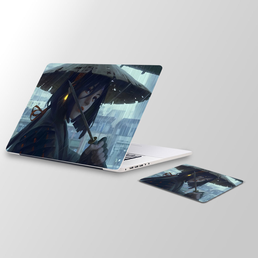 female samurai - Laptop Skin and Mouse Pad Combo