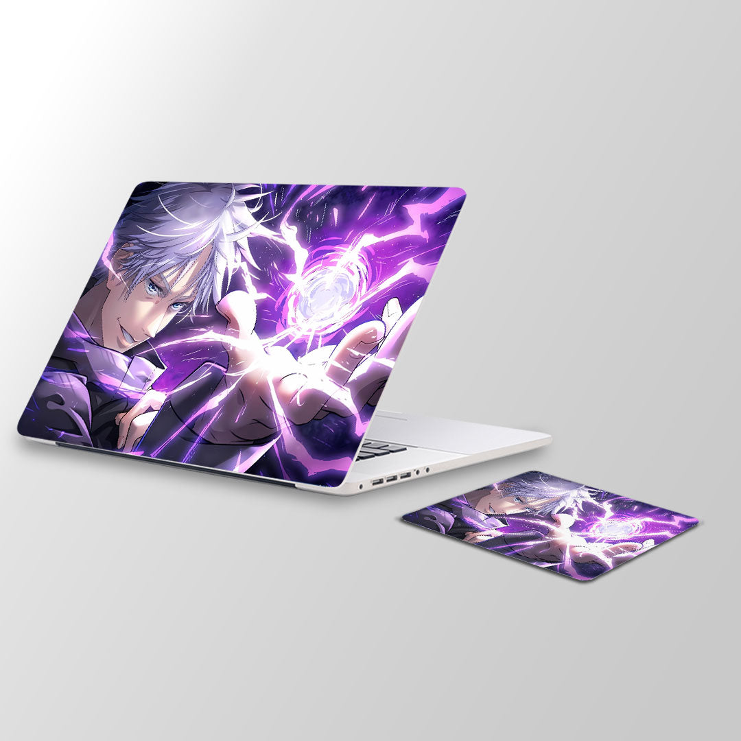 gojo hollow purple - Laptop Skin and Mouse Pad Combo