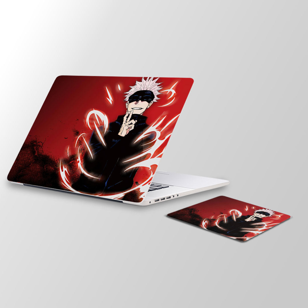 Gojo in the red Laptop Skin and Mouse Pad Combo