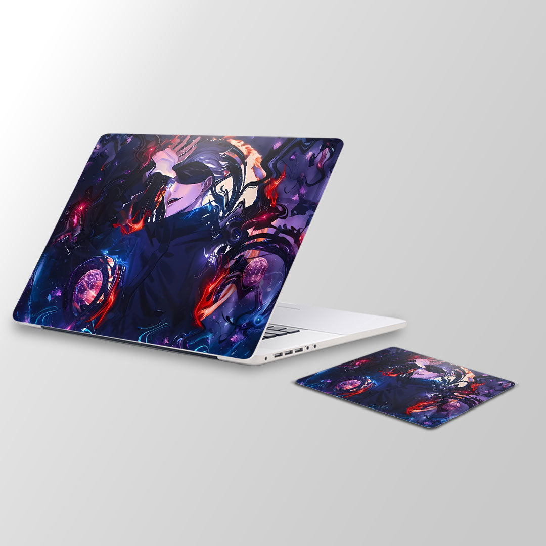 gojo retro - Laptop Skin and Mouse Pad Combo