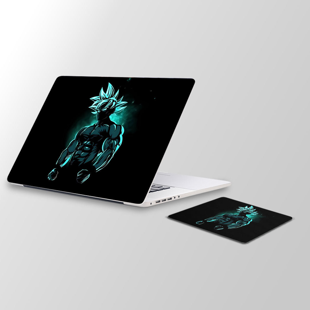 goku blue - Laptop Skin and Mouse Pad Combo