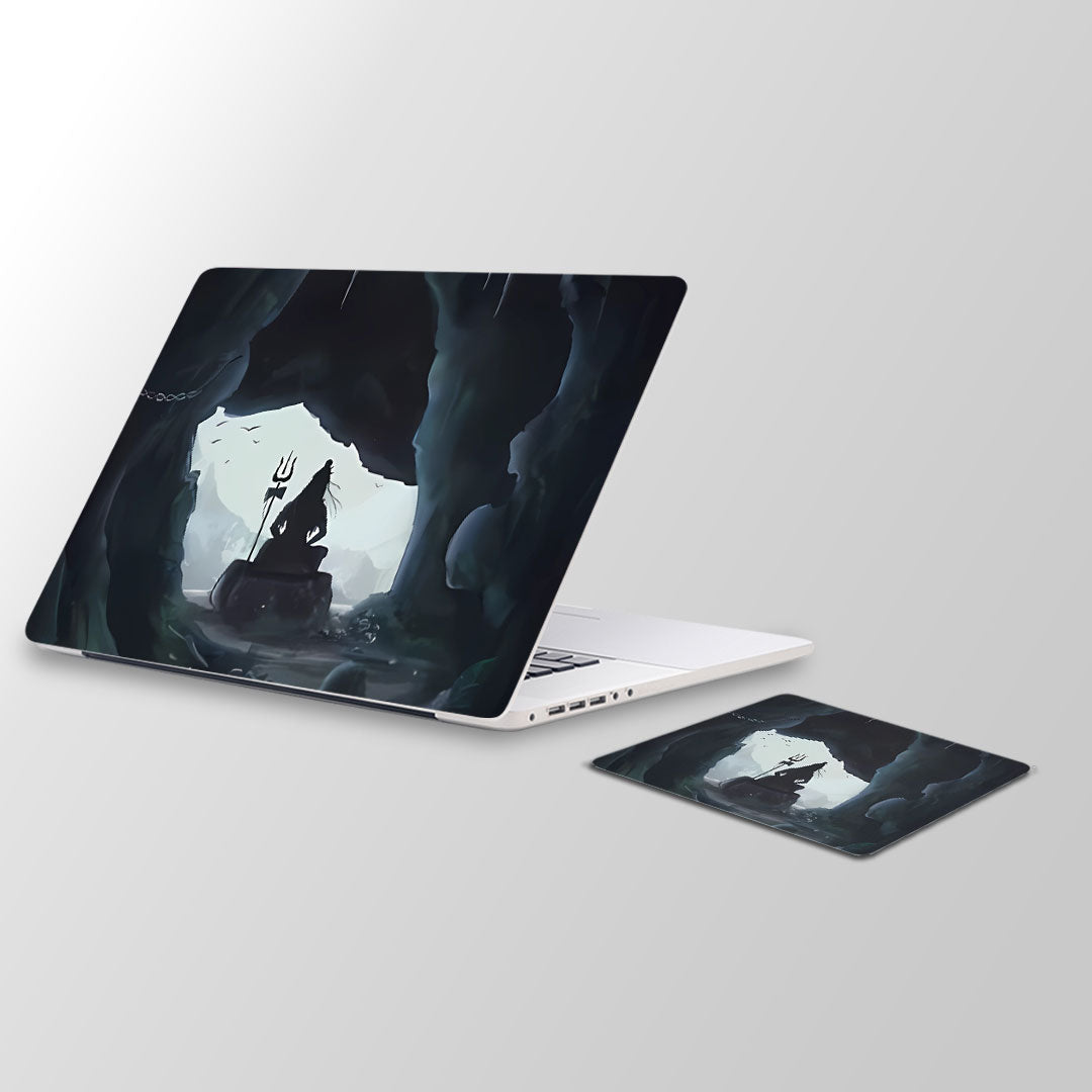 mahadev meditation - Laptop Skin and Mouse Pad Combo