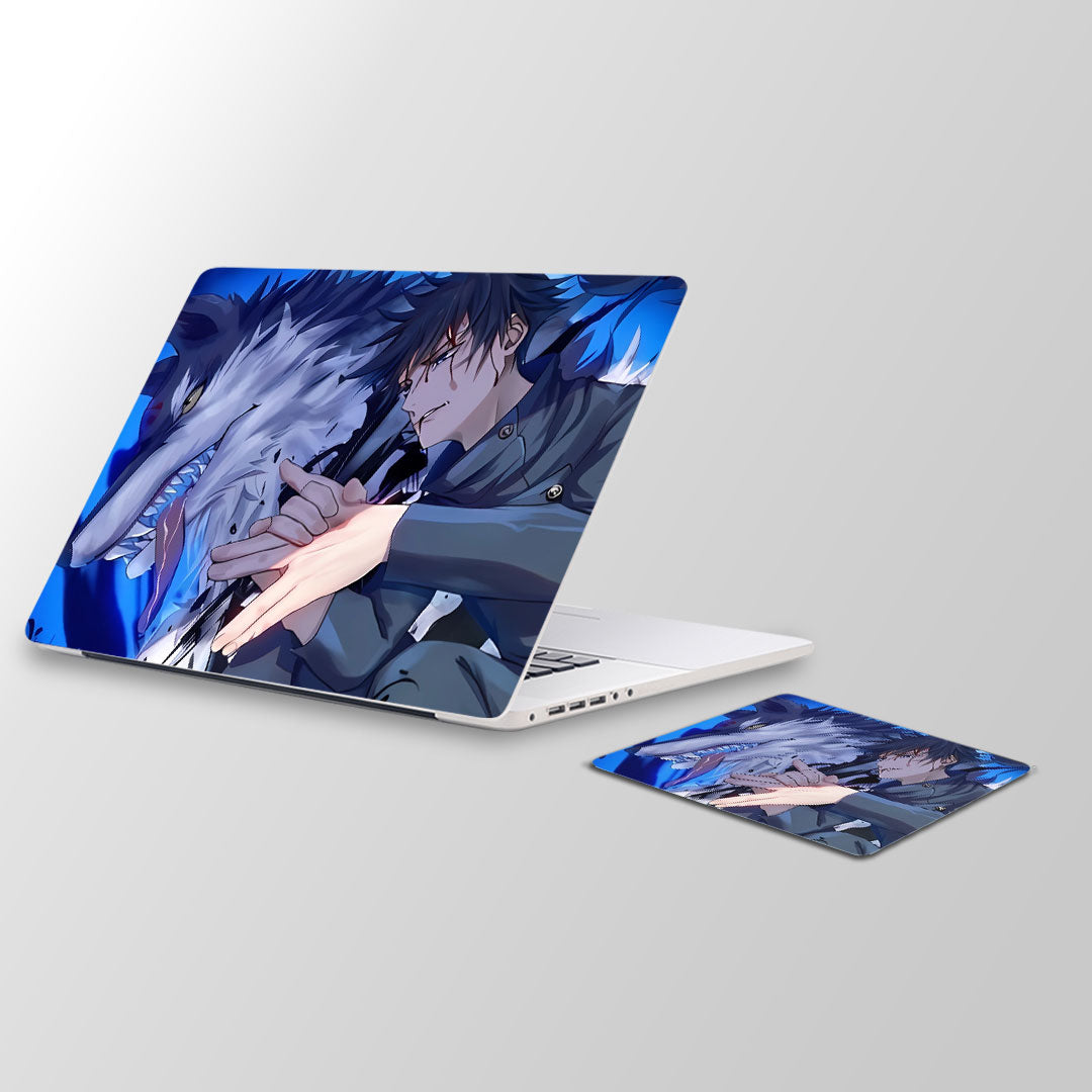 megumi demon dog - Laptop Skin and Mouse Pad Combo