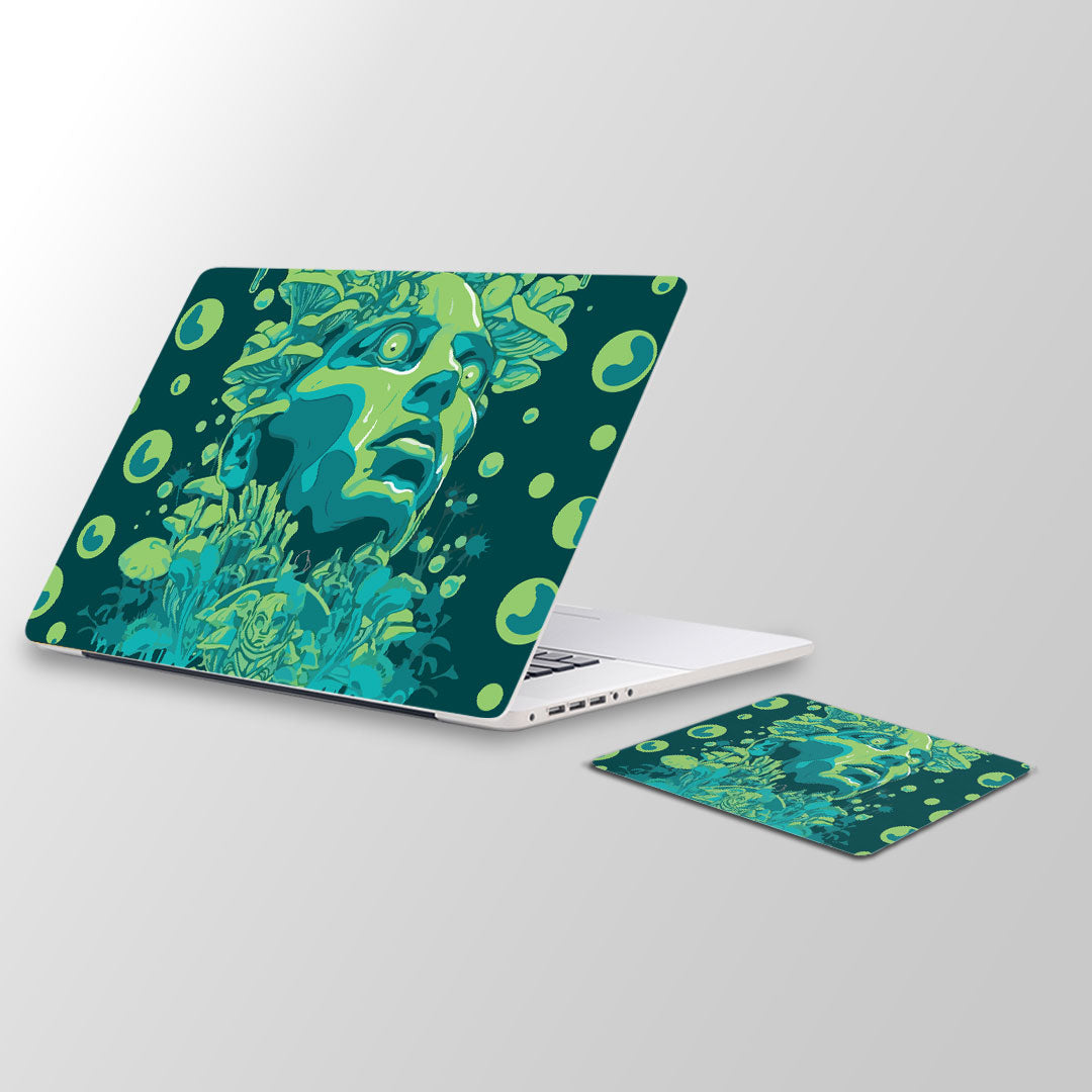 Psychedelic face Laptop Skin and Mouse Pad Combo