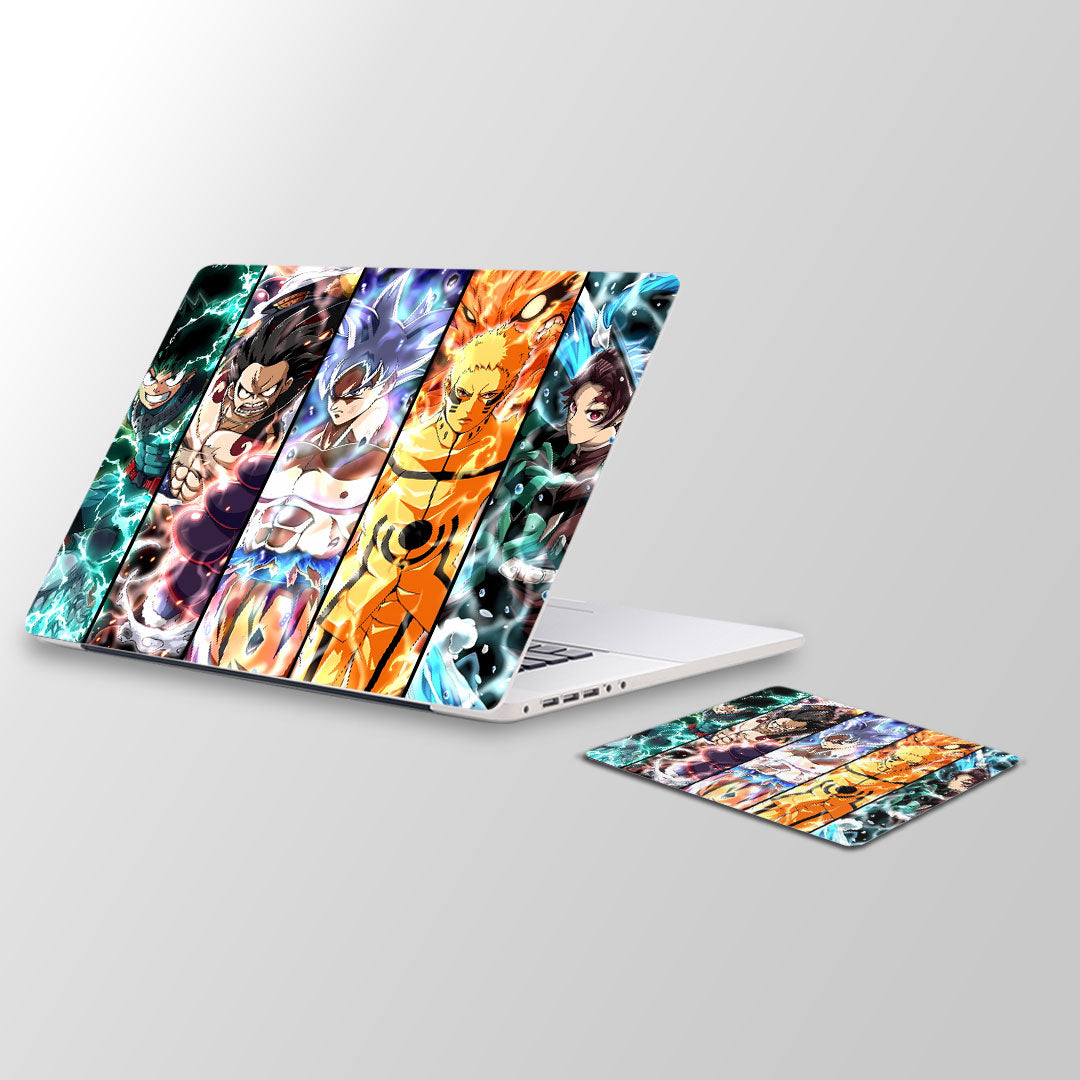 Tanjiro and the team - Haikyuu Laptop Skin and Mouse Pad Combo