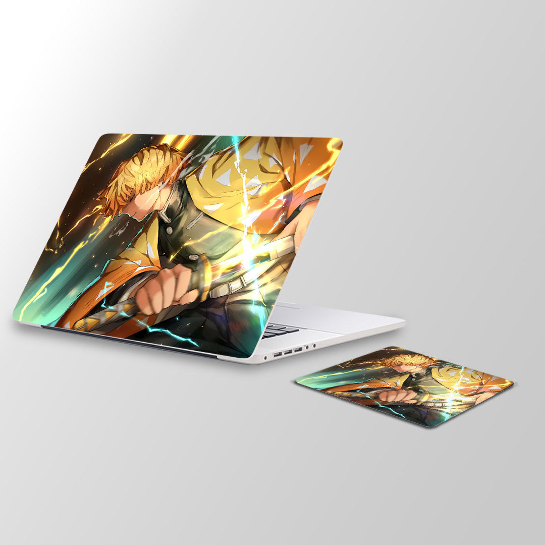 Zenitsu thunder Laptop Skin and Mouse Pad Combo