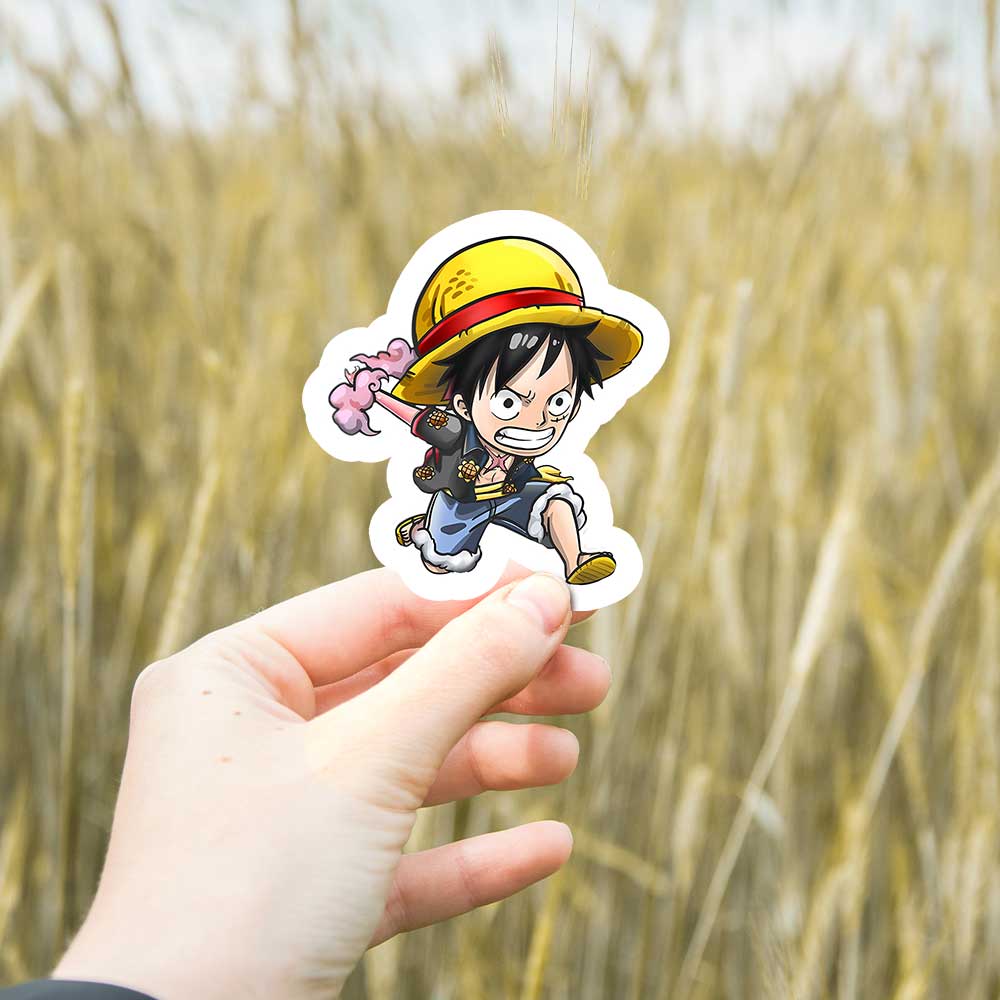 Luffy chibi running One piece Stickers