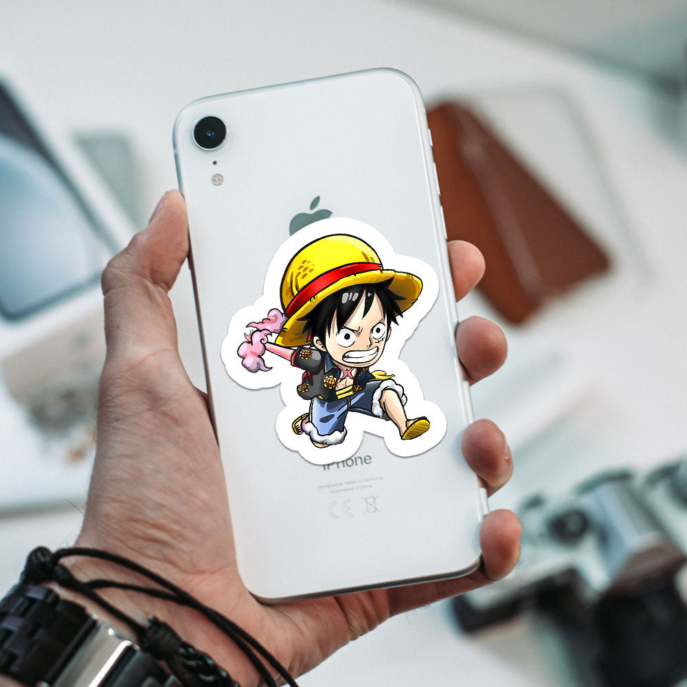 Luffy chibi running One piece Stickers